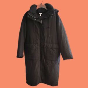 Zella Black Duvet Insulated Coat Size Large Removable Hood Winter Parka Snow